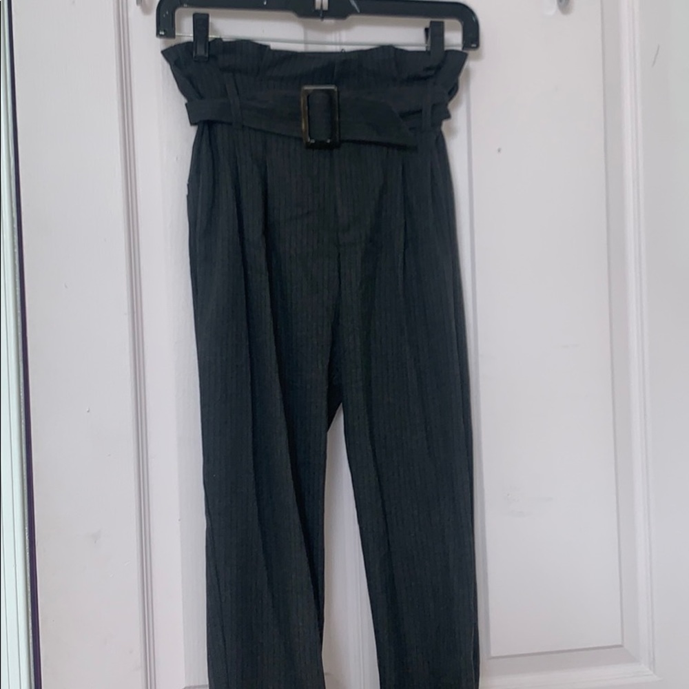 PAPERBAG WAIST PIN STRIPE PANTS BERSHKA PANTS